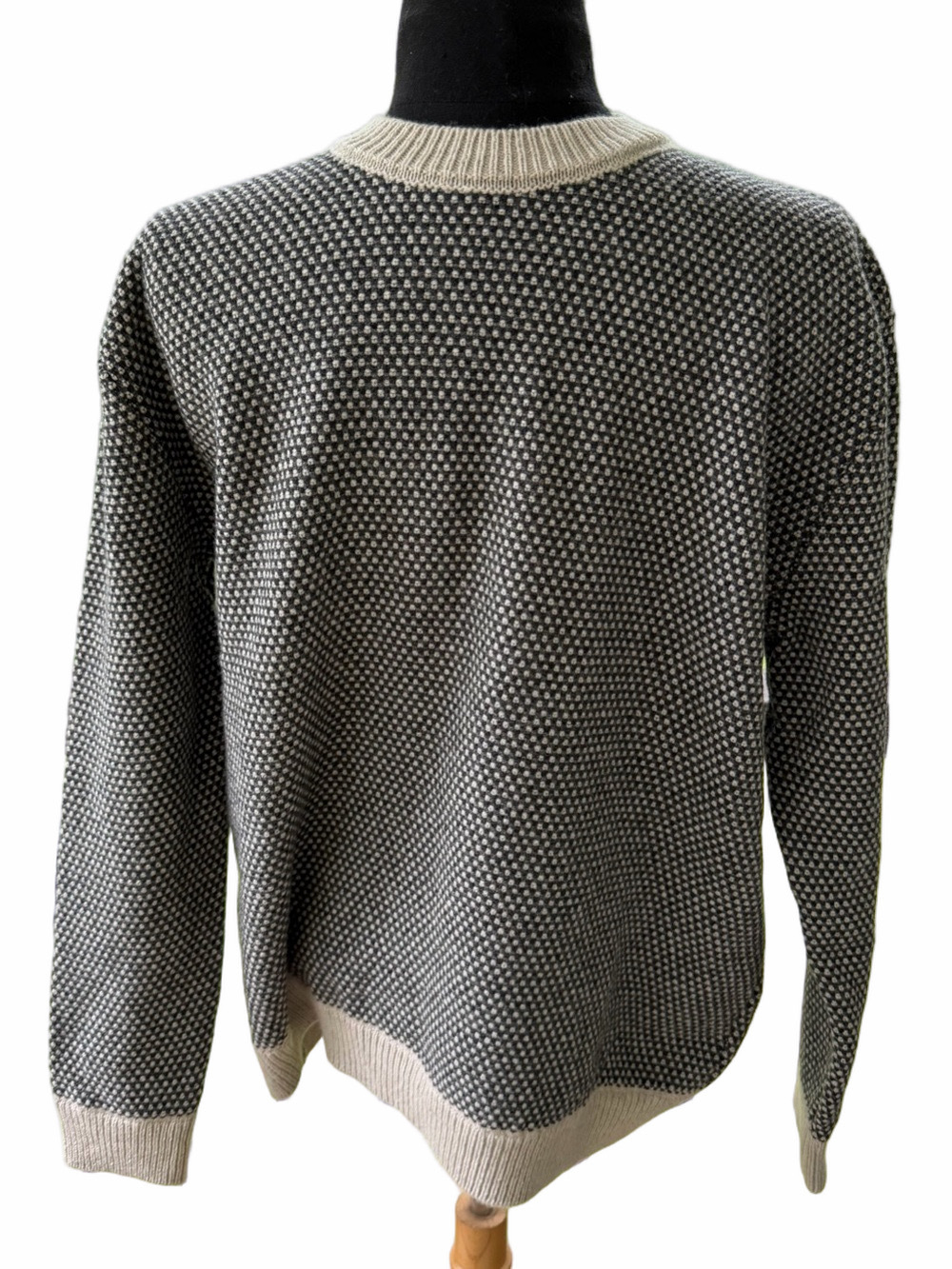 NEW McConnell Birdseye Lambswool Pullover Crewneck Sweater Taupe Sz Large Irish